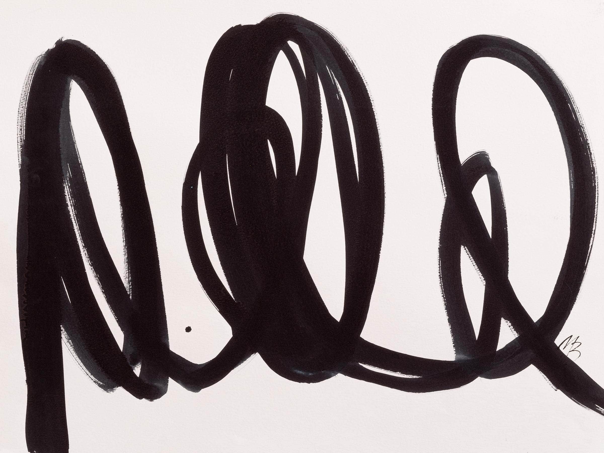 Handwriting made of bold black brushstrokes on a white background.